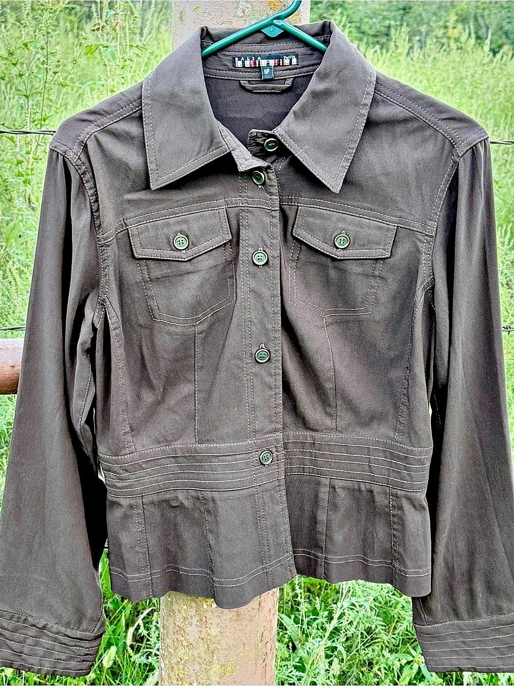Dalia Petite Brown Utility Button Down Jacket Size 6P